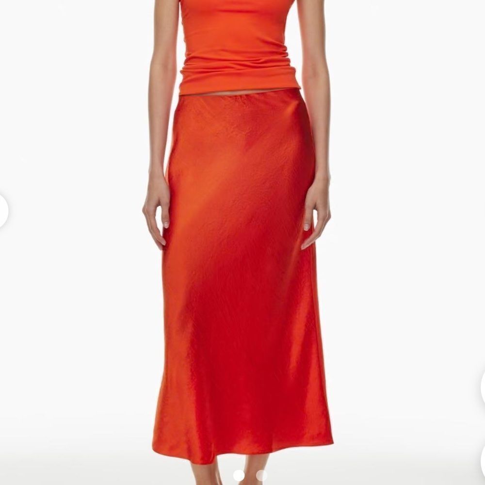 NWT Silk Slip Midi Skirt - Hot Cheeky Red Rouge Seduction (Aritzia)